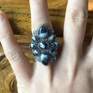 Natural White Buffalo Turquoise Sterling Silver Ring Size 7